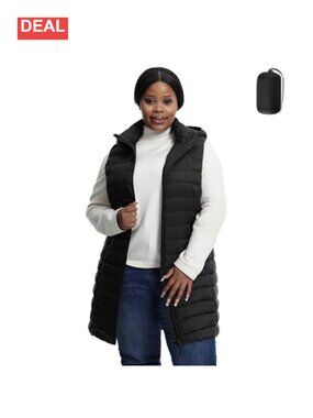 Plus Size Packable Quilted Puffer Vest Sleeveless Zip Hooded